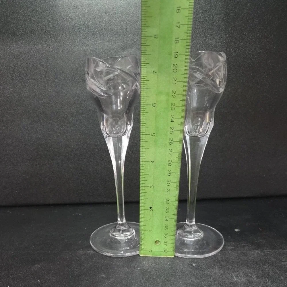 Mikasa Park‎ Place Crystal Candleholders, Set of 2, Vintage Taper Holders